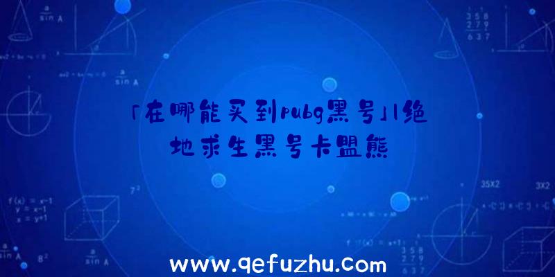 「在哪能买到pubg黑号」|绝地求生黑号卡盟熊